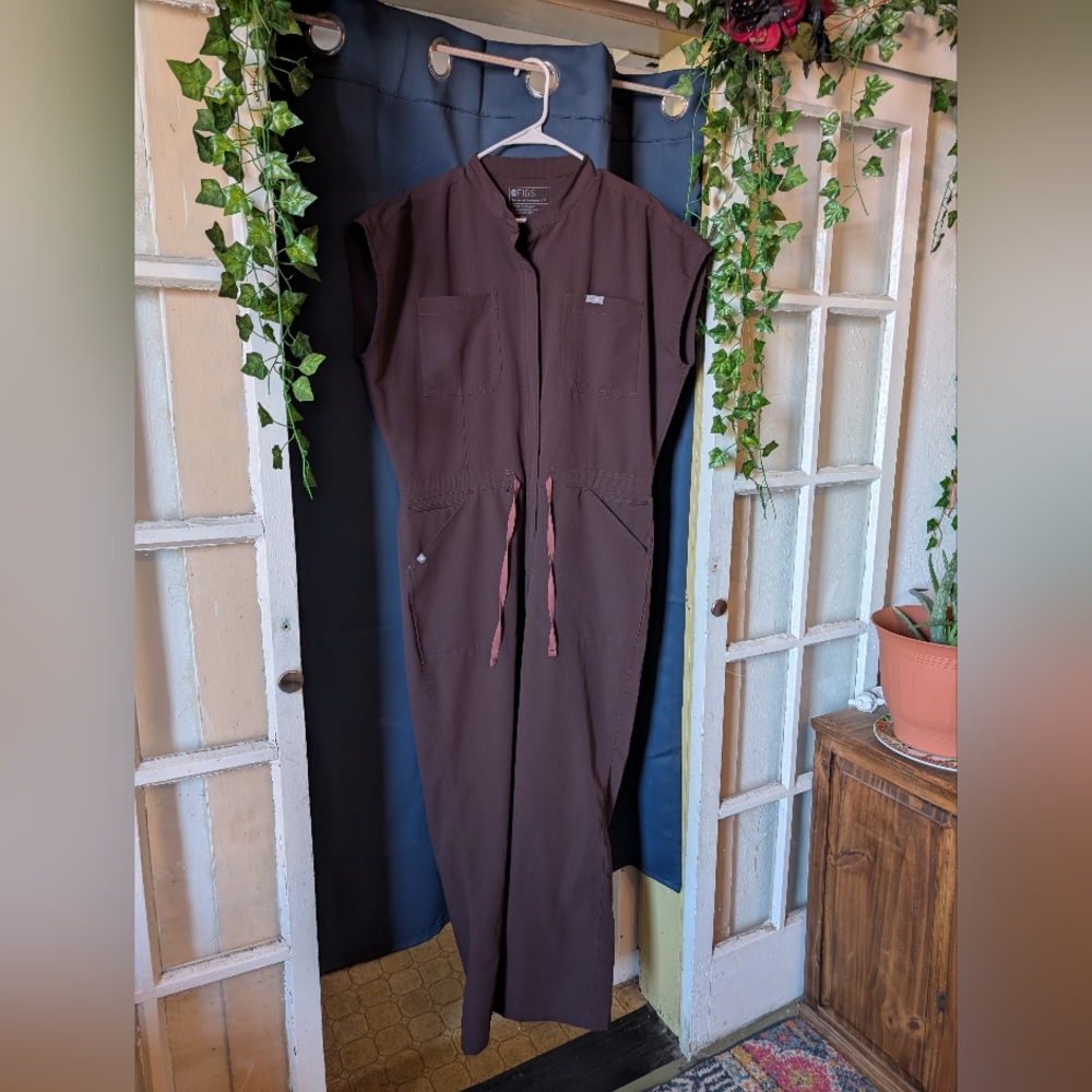 Figs Rafaela Wide Leg Jumpsuit - Espresso